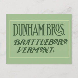 Dunham Bros. Brattleboro, VT Postkarte