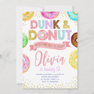 Dunk and Donuts Anniversaire Invitation Pool Party