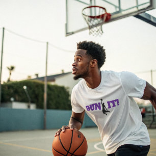 Dunk Basketball-Phrase mit Lila Typografie T-Shirt