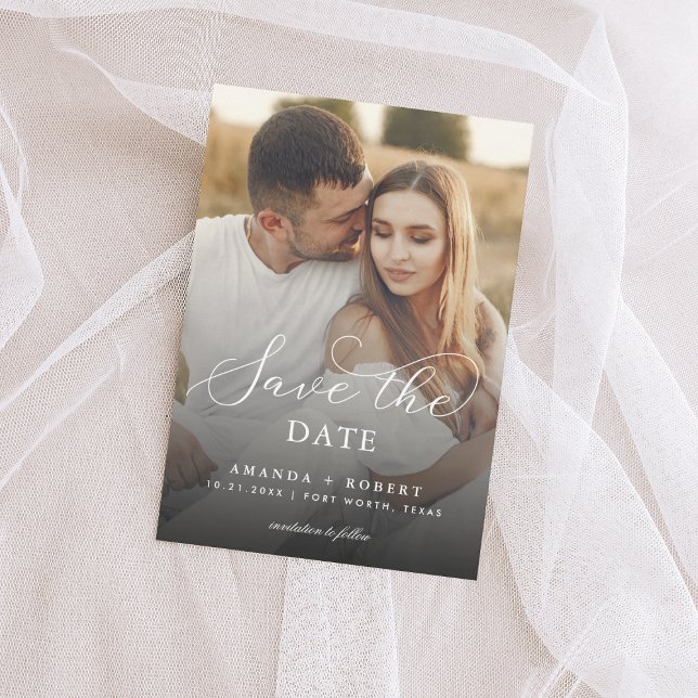DUNK Faded Foto & Script Wedding Save The Date (Von Creator hochgeladen)
