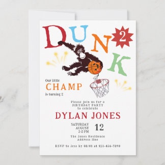 Dunk! Monkey Little Champ Basketball Kindergeburts Einladung