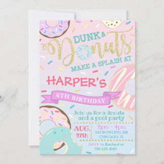Dunk und Donuts Einladung Donut Pool Einladung