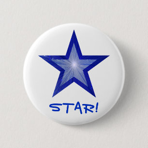 Dunkel blauer Star 'STAR' Knopf weiß Button