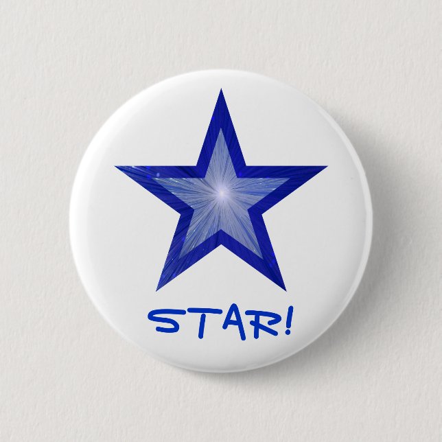 Dunkel blauer Star 'STAR' Knopf weiß Button (Vorderseite)