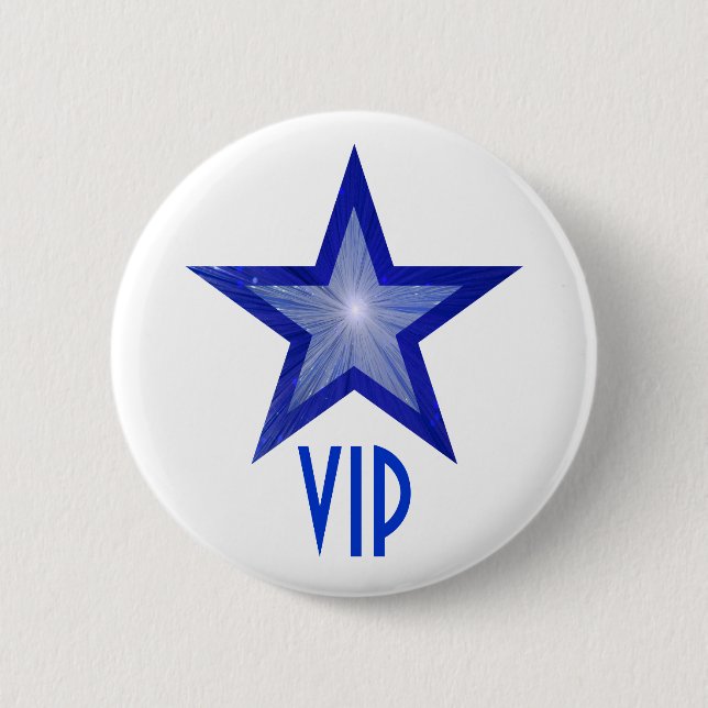 Dunkel blauer Star 'VIP'-Button weiß Button (Vorderseite)