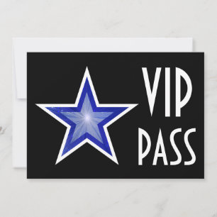 Dunkel blauer Star "VIP PASS" schwarz, horizontal Einladung