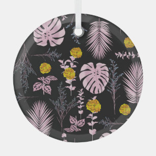 Dunkel botanisch, Blume Blätter Muster. Ornament Aus Glas