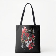 Dunkel das Vermächtnis - Gothic Skull & Rose Tote 