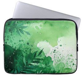 Dunkel-Dschungel-grüne Aquarellfarbe, handgezeichn Laptopschutzhülle