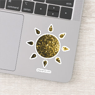 Dunkel goldgelber falscher Glitter funkelt Sonne Aufkleber