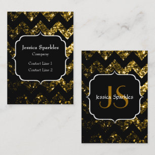 Dunkel goldgelber Glitter funkelt Chevron Monogram Visitenkarte