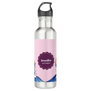 Dunkel königsblaue Cocktailkleid Modeillustration Edelstahlflasche