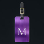 Dunkel Lila gebürstetes Monogramm-Glam Gepäckanhänger<br><div class="desc">Moderne,  dunkle Lila gebürstete Monogram-Niedliche Bag-Tag</div>