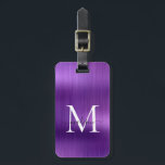 Dunkel Lila gebürstetes Monogramm-Glam Gepäckanhänger<br><div class="desc">Moderne,  dunkle Lila gebürstete Monogram-Niedliche Bag-Tag</div>