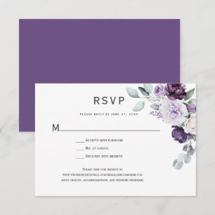 Dunkel Lila, Lavendelpest, Weiße Rosenblüte RSVP Karte