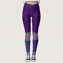 Dunkel Lila mit Aztec Design>Farbige Leggings