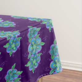 Dunkel Lila mit blauer Blütenkunst Tischdecke