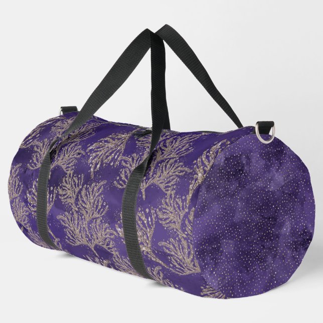 DUNKEL LILA MIT GOLD-GLITZER AUSSEHEN KORALLREEFS DUFFLE BAG (Linke Ecke)