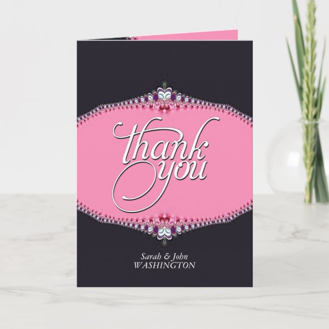 Dunkel Lila Schwarz Rosa Elegante Spitzen Danke an (Vorderseite)