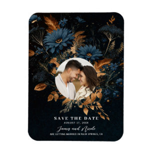 Dunkel marineblau Gold Rustikal Glamour Boho Save- Magnet