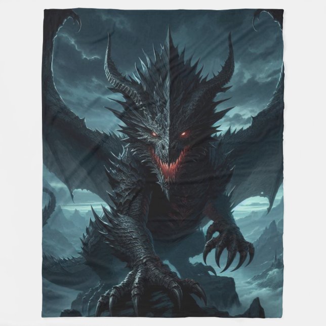 Dunkel, mittelalterlicher Drache Fleecedecke (Vorderseite)