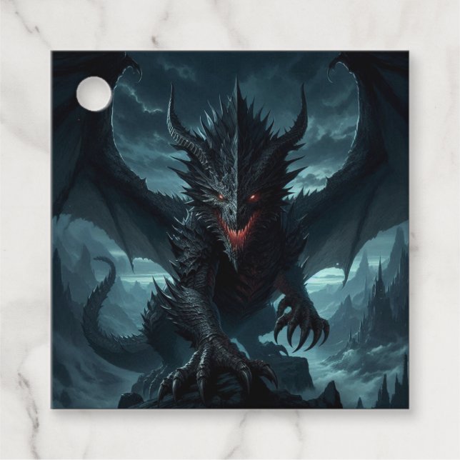 Dunkel, mittelalterlicher Drache Geschenkanhänger (Vorderseite)