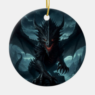 Dunkel, mittelalterlicher Drache Keramik Ornament