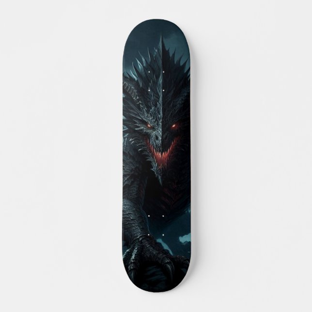 Dunkel, mittelalterlicher Drache Skateboard (Vorne)
