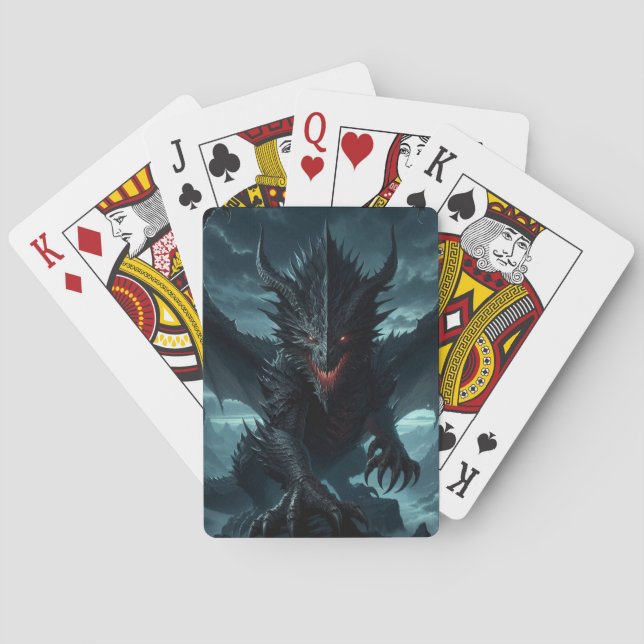 Dunkel, mittelalterlicher Drache Spielkarten (Rückseite)