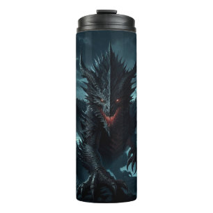Dunkel, mittelalterlicher Drache Thermosbecher