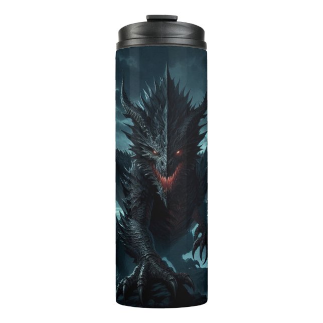 Dunkel, mittelalterlicher Drache Thermosbecher (Vorderseite)