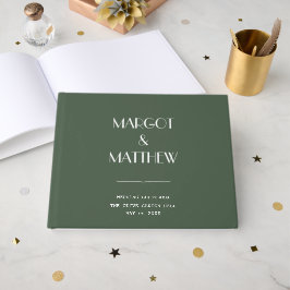 Dunkel Moosgrüne Minimalistische Skandi-Hochzeit Gästebuch