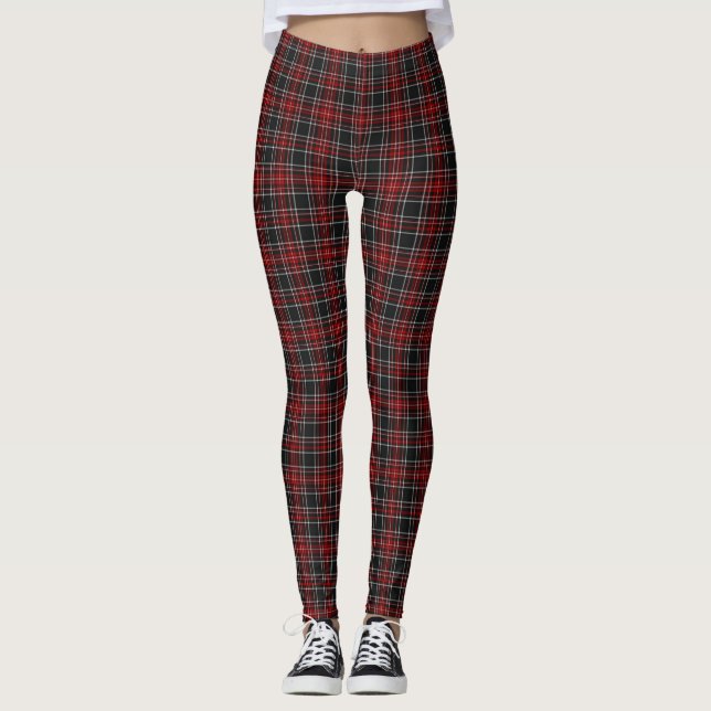 Dunkel/rot Karierte Leggings (Vorderseite)