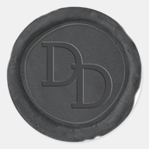 Dunkel-Slate-Gray-Wax-Siegel Monogram-Hochzeitstic Runder Aufkleber