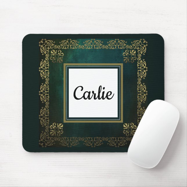 Dunkel Smaragdgrün Vintage-Mauspad Mousepad (Mit Mouse)