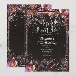 Dunkel Sparkle Glitzer Glam Lights Sweet 16 Party Einladung