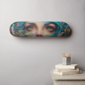 Dunkel surrealistisches Meerjungfrauen-Gesicht Str Skateboard