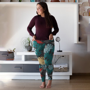Dunkel tropisch capri leggings