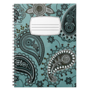 Dunkel türkis Paisley Notizbuch Notizblock
