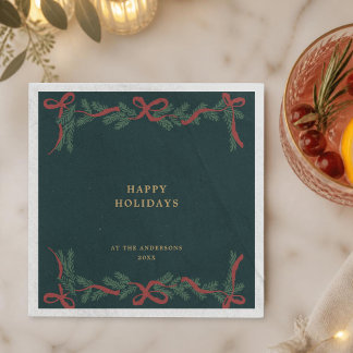 Dunkel Türkis Weihnachtskranz Holiday Cocktail Serviette