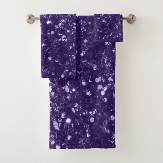 Dunkel ultra violett lila Glitzer Glitzern Badhandtuch Set (Insitu)