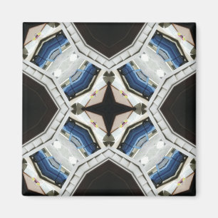 Dunkel und hellblau, weißes Design Magnet