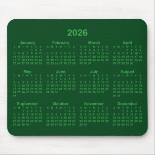 Dunkel- und Kelly-Grün 2026 Kalender Mousepad