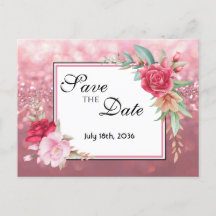 Dunkel und leicht rosa Rosen Save the Date