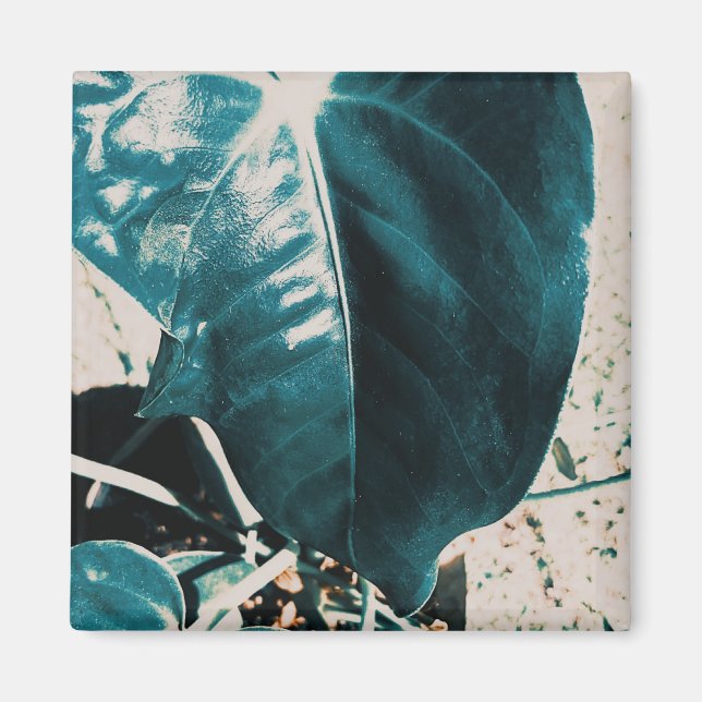 Dunkel vor grüner Pflanze Leaf Magnet (Vorne)