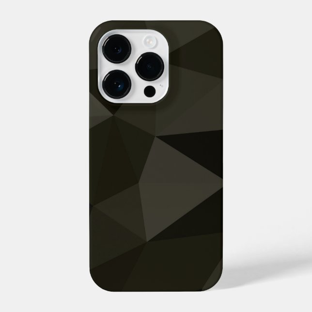 Dunkelarmee graubraunes, schwarzes geometrisches M iPhone 14 Pro Hülle (Rückseite)