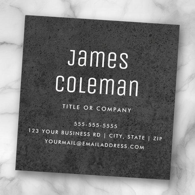 Dunkelbetones individuelles Logo, modern männlich Quadratische Visitenkarte (Dark concrete custom logo modern masculine square business card)