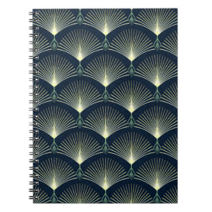 Dunkelblau Art Deco Stilvolles geometrisches Muste Notizblock