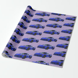 Dunkelblau C8 Corvette Sportwagen Handgezeichnet Geschenkpapier