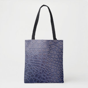 Dunkelblau Crocodile Lederprint Tasche